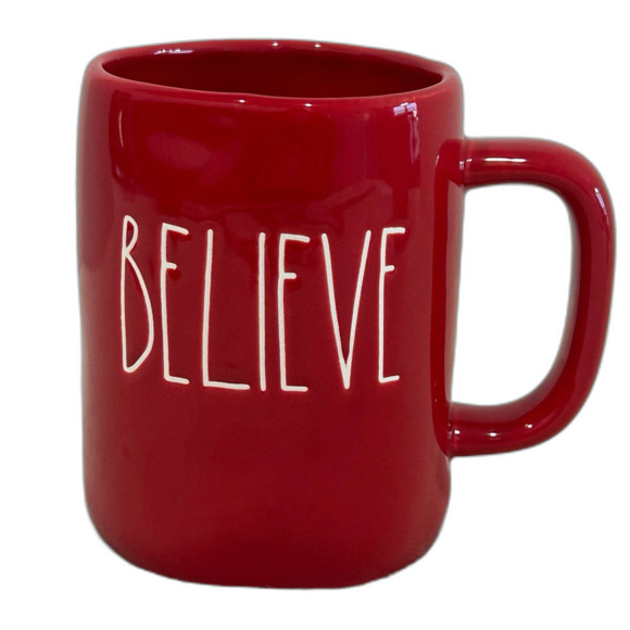 Rae Dunn Artisan Collection by Magenta “Believe” Red Ceramic Christmas Mug. LNWO - Picture 1 of 10
